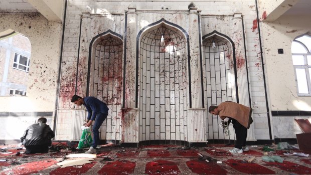 Inside a damaged mosque in Kabul.