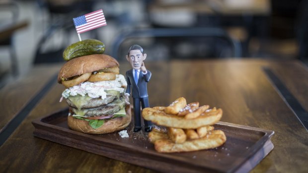 The Big Obama burger available at the Brisbane International Airport.