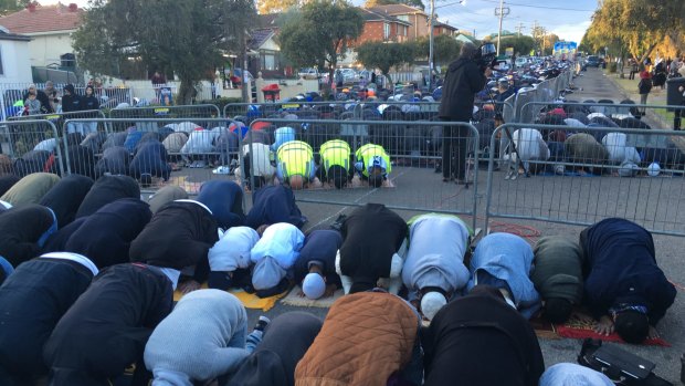 The end of Ramadan prayers at Lakemba mosque in western Sydney.