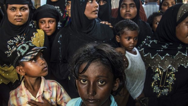 Muslim Rohingya in a shelter in Birem Bayuen in Indonesia's Aceh province. 