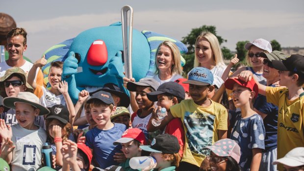 Canberrans turned out at the National Arboretum Canberra to cheer on baton bearers and meet mascot Borobi. 