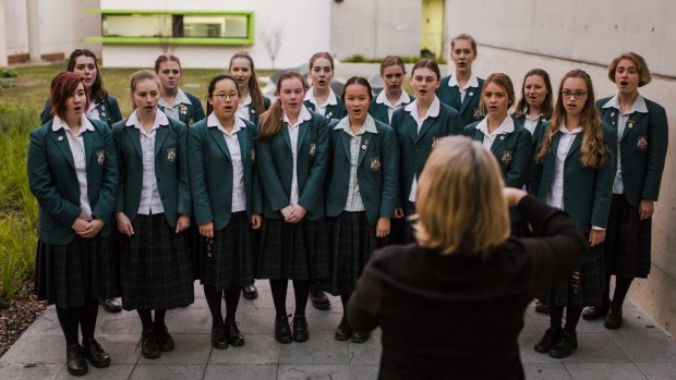 The Gabriel Singers of Canberra Girls Grammar School. Charles Bean's poem on war, Non Nobis, inspired a new musical composition which was  performed publicly for the first time on Friday night.

