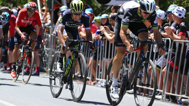 Canberra cyclist Nathan Haas was the "best of the humans" on stage five of the Tour Down Under.