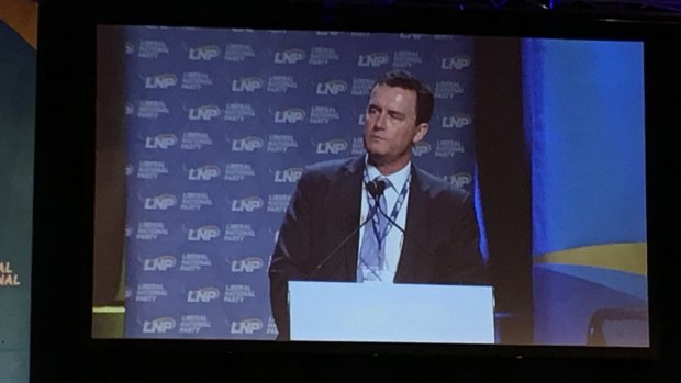LNP state president Gary Spence address the convention in Brisbane.
