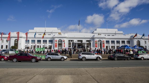 Old Parliament House was turned into a polling booth for election day for ACT and interstate voters.