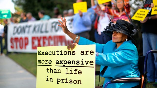 Death penalty protesters in Oklahoma City in September. 
