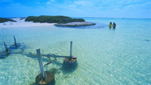 
The clear waters of the Hautman Abrolhos Islands.
