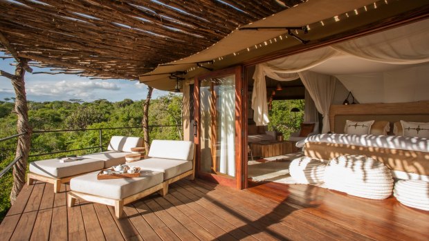 Suites at Mwiba Lodge open onto terraces.