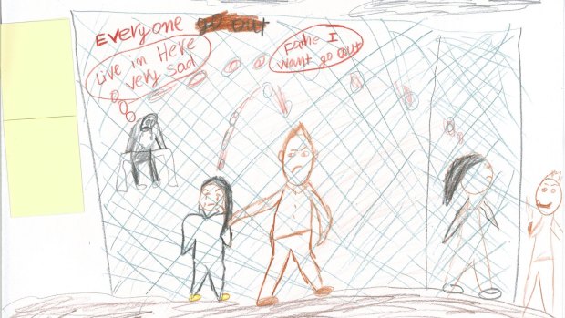 Drawings from children in detention.