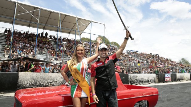 Miss Summernats Monique Dignan-Smith with Grand Champion Nathan Borg on day 4 of Summernats 2015.