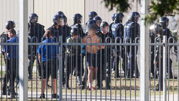 Riot police at the Malmsbury youth detention centre last week.