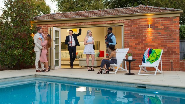 Glamorous pool party - the 'hero' shot for the 44 Frome marketing campaign.