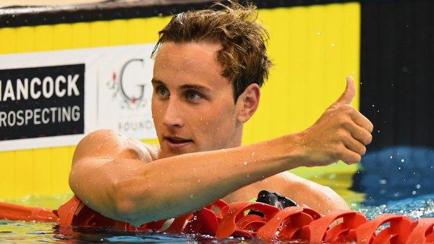 Man of the hour: Cameron McEvoy gives the thumbs up.