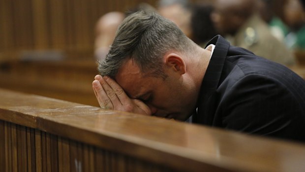 Pistorius sits inside the dock during his sentencing proceedings at the High Court in Pretoria earlier this month.