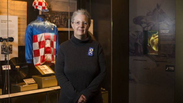 National Museum of Australia curator Dr Martha Sear with the Phar Lap collection at the museum.