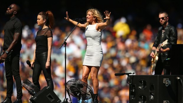 Ellie Goulding performs at the grand final.