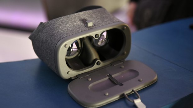 The Daydream View headset that pairs with the Pixel phones for a VR experience.