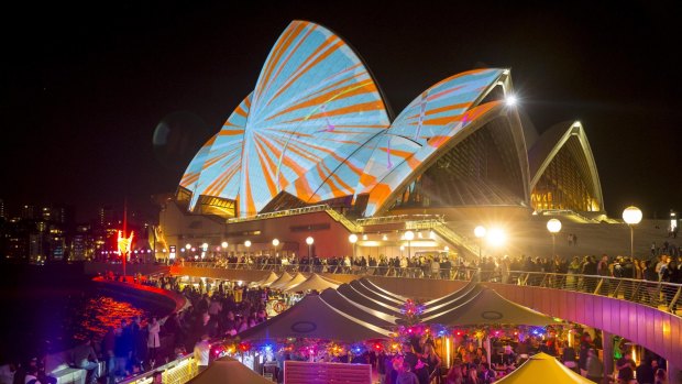 The Sydney Opera House lit up for the Vivid festival.