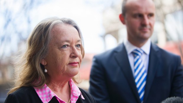 Dumped minister Joy Burch with Chief Minister Andrew Barr.