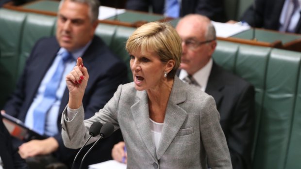 Foreign Affairs Minister Julie Bishop during question time.