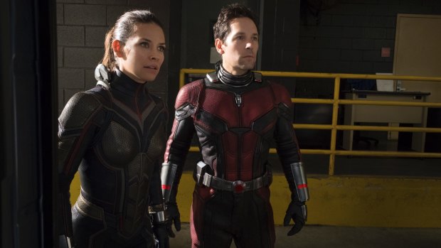 Evangeline Lilly, left, and Paul Rudd in Ant-Man and the Wasp. 