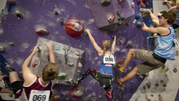 Climbers get a grip at Urban Climb indoor climbing gym.