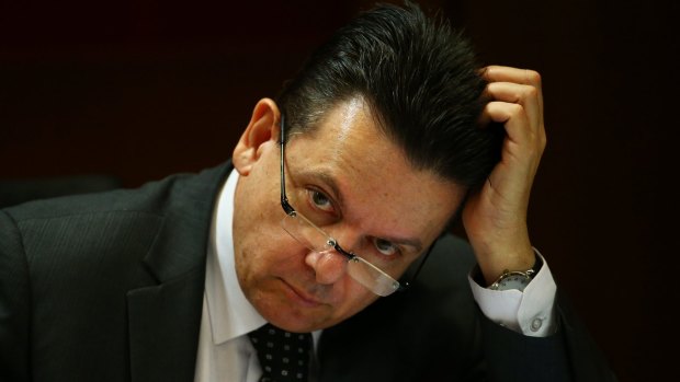 Senator Nick Xenophon during a Senate inquiry into corporate tax avoidance.