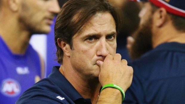 Western Bulldogs coach Luke Beveridge is still filled with emotion .after a traumatic weekend. 