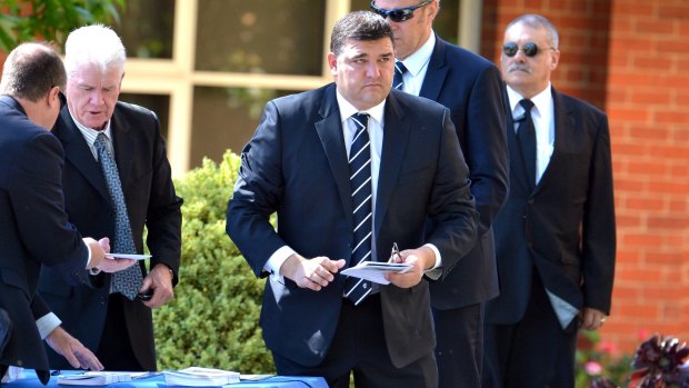 Carlton president Mark LoGiudice at the funeral for Penny Bailey.