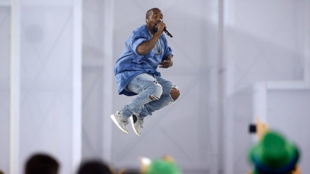 Kanye West performing. 