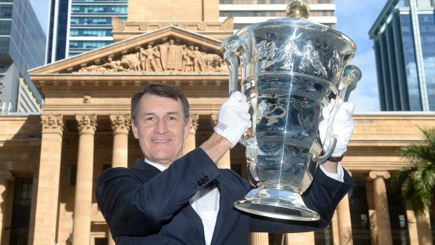 Lord Mayor of Brisbane Graham Quirk was keen to get his hands on the Rugby League World Cup.