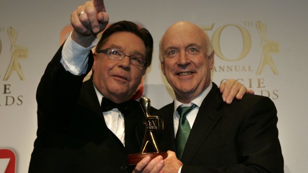 John Clarke and Bryan Dawe at the 2008 TV Week Logie Awards at Crown Casino.