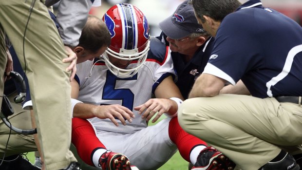 Buffalo Bills quarterback Trent Edwards is treated for concussion.