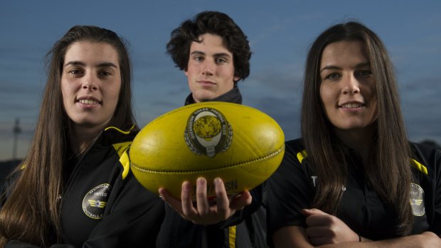 Brittany, Christian and Ashleigh Palombi are making Canberra soccer and Aussie rules a family affair.