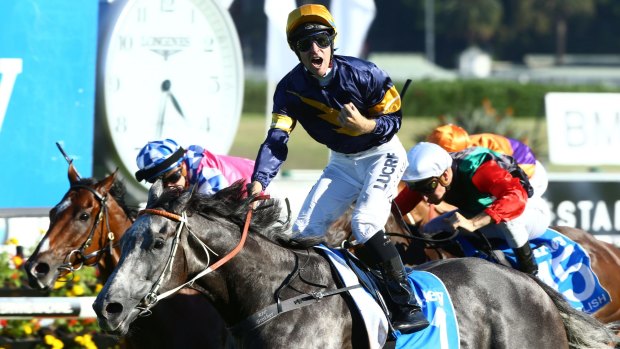 Vacated the saddle: Tommy Berry rides Chautauqua to win the Darley T. J. Smith Stakes but he will not be around for the Everest..