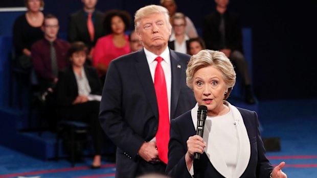 Hillary Clinton speaks during the second presidential debate in St. Louis.