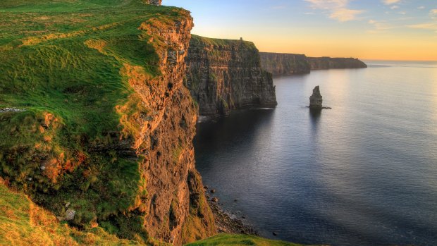 The fabled Cliffs of Moher at sunset.