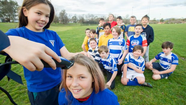 Lizzy Marshall, Dusty-Rose Bates and The Royals Under 11s team will shave or dye their hair to raise money for the Leukaemia Foundation in honour of Brumbies player  Christian Lealiifano. 