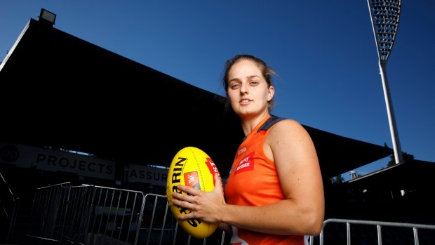 Ellie Brush at Manuka Oval on the eve of the GWS Giants' clash with the Western Bulldogs.