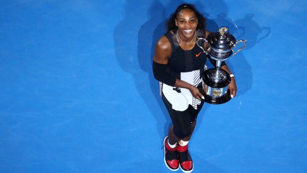 Serena Williams after winning the Women's Singles Final against her sister, Venus Williams, on day 13 of the 2017 Australian Open on January 28 in Melbourne.