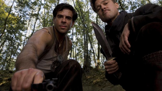 Eli Roth and Brad Pitt in <I>Inglourious Basterds</I>.