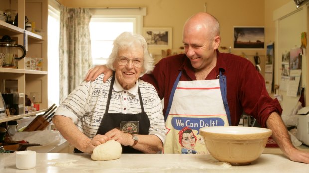 Go to it: Richard Flanagan at home with his mum.