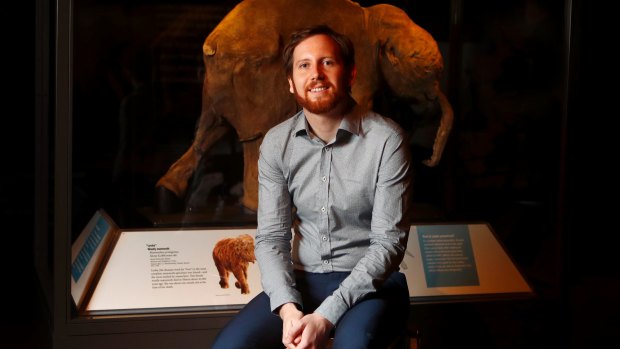 Palaeontologist Matthew McCurry at the exhibit.