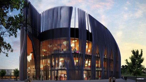 Artist impression of a new 2000-seat theatre for Canberra, by Williams Ross Architects and Farzin Lofti-Jam.