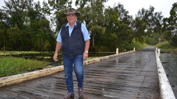 Somerset mayor Graeme Lehmann on one of the Hine Road bridges that will be replaced in 2015-16.