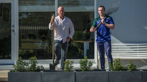The RUC Turner Bowls Club secretary-manager Jeremy Wilcox and Owls rugby club's Tom Gilmore were disappointed to find that seven Japanese maple trees have been stolen from planter boxes. 