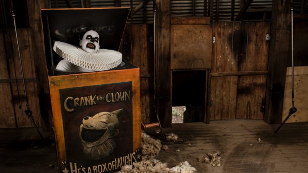 Nightmarish clown Crank will wander the crowd at Boogong this weekend.