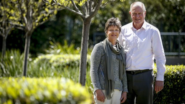 Former AFL footballer Geoff Southby and his sister Brenda Cuthbertson, both taking part in a cancer research for the Cancer Council. 