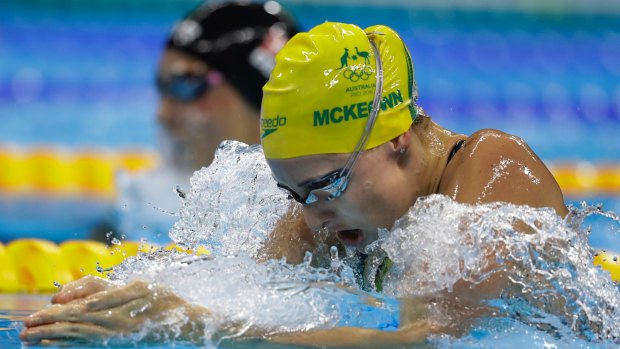 Australia's Taylor McKeown competes in a women's 200-metre breaststroke semifinal. 