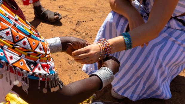 Selling handmade jewellery is a primary source of income for many Kenyan women.